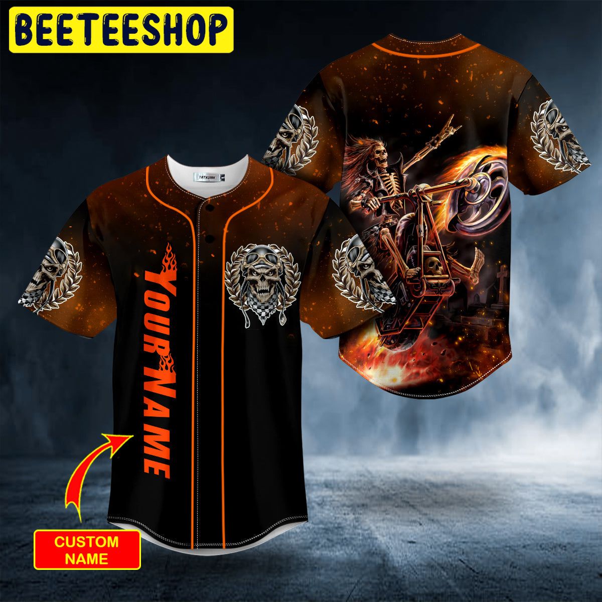Racer Fire Skull Custom Trending Baseball Jersey Racer Fire Skull Custom Trending Baseball Jersey