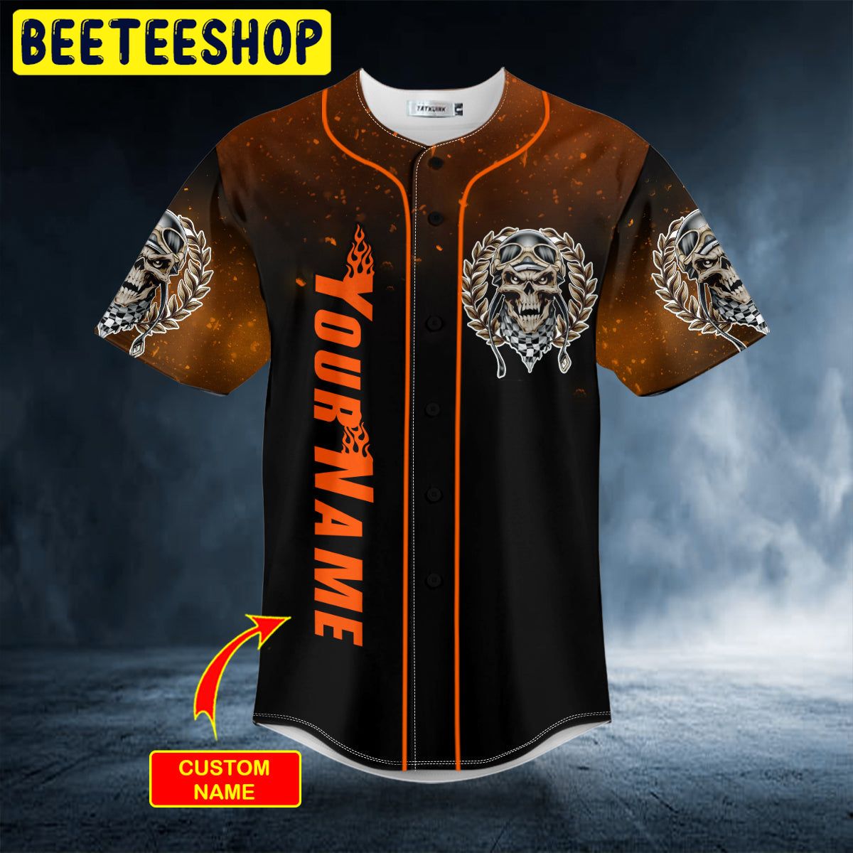 Racer Fire Skull Custom Trending Baseball Jersey Racer Fire Skull Custom Trending Baseball Jersey