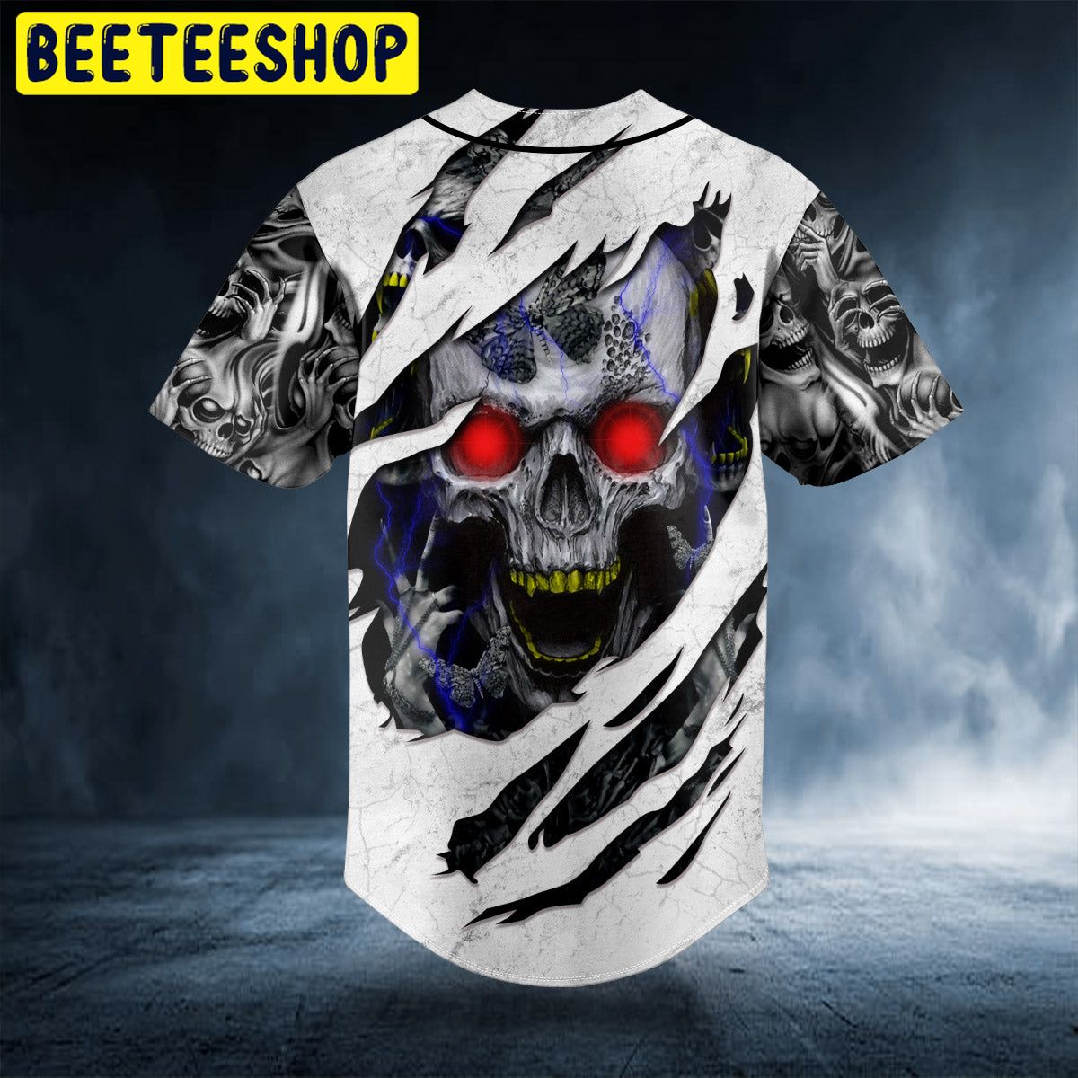 Red Eyes Skull Trending Baseball Jersey Red Eyes Skull Trending Baseball Jersey