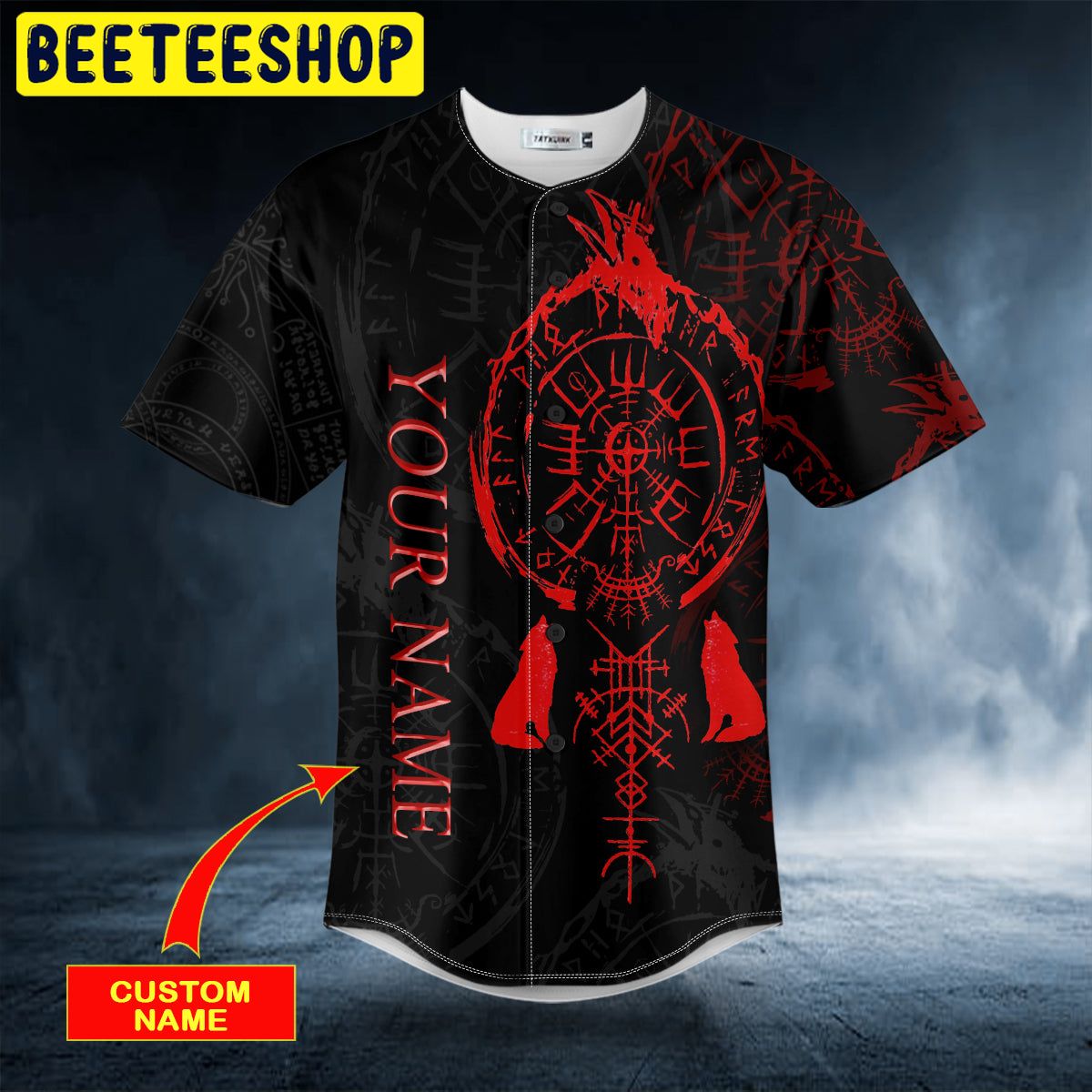 Red Runes Viking Compass Tattoo Custom Trending Baseball Jersey Red Runes Viking Compass Tattoo Custom Trending Baseball Jersey
