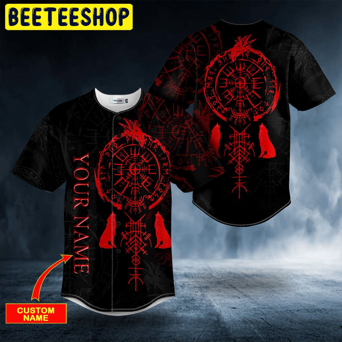 Red Runes Viking Compass Tattoo Custom Trending Baseball Jersey Red Runes Viking Compass Tattoo Custom Trending Baseball Jersey