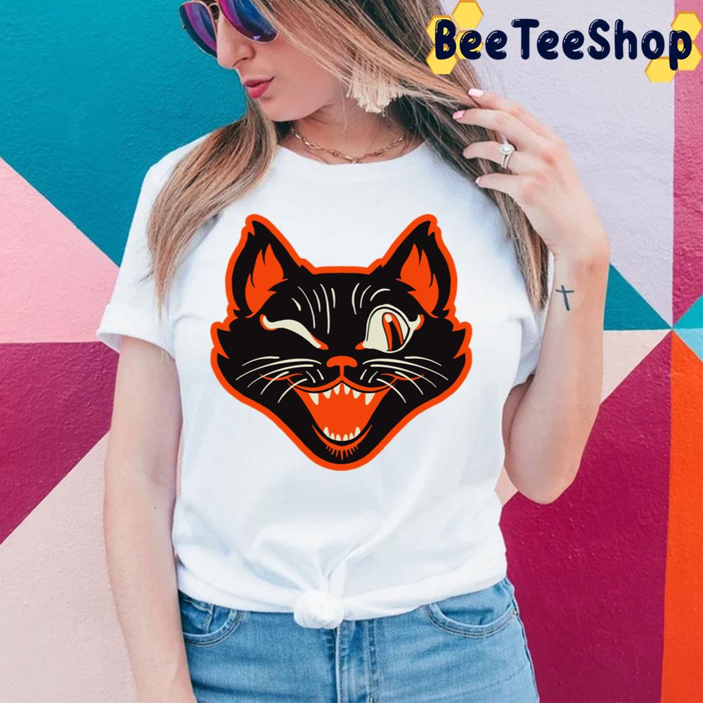Retro Vintage Halloween Black Cat Winking Face Hoodie Trending Unisex Sweatshirt Retro Vintage Halloween Black Cat Winking Face Hoodie Trending Unisex Sweatshirt