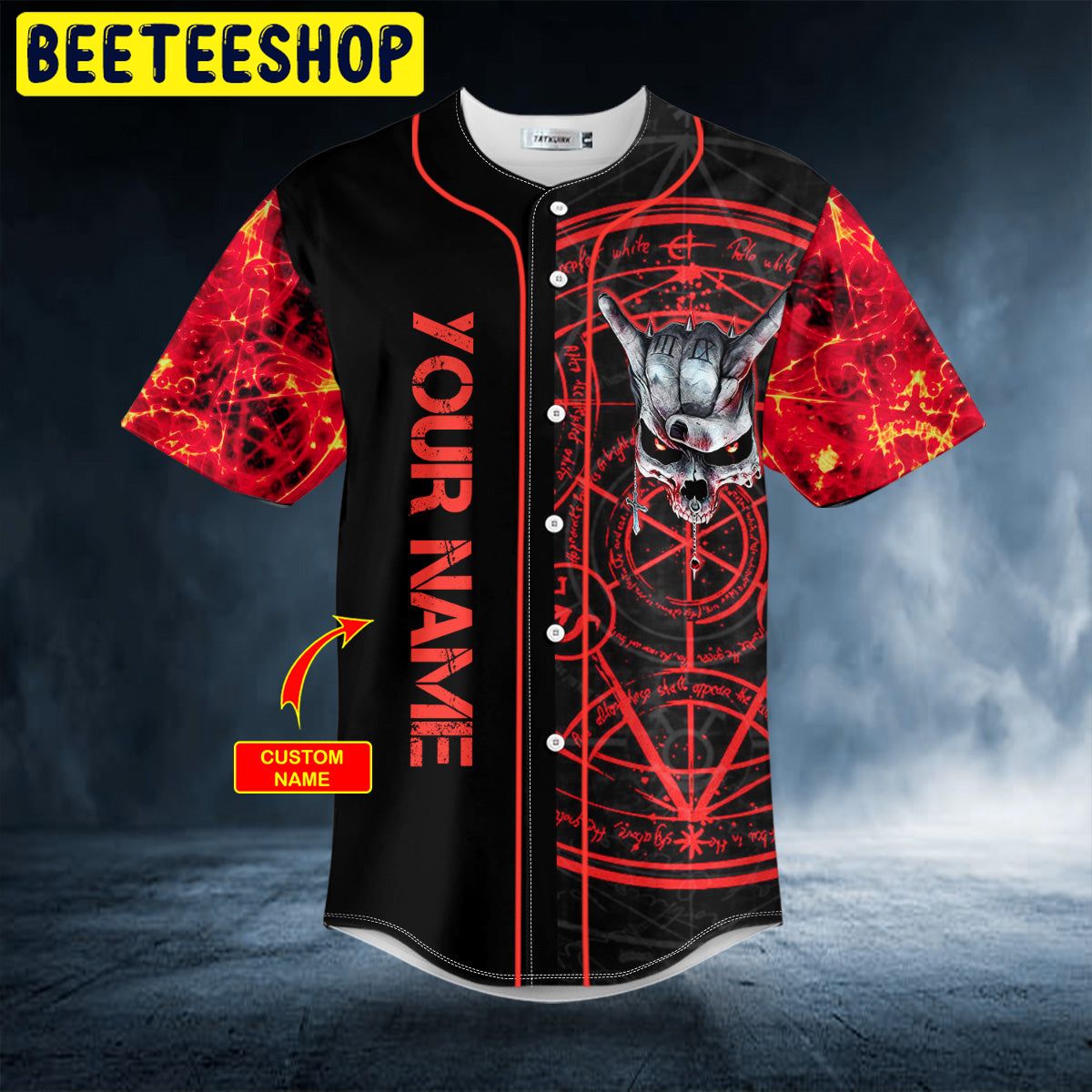 Rock Roll Hand Vegvisir Skull Custom Trending Baseball Jersey Rock Roll Hand Vegvisir Skull Custom Trending Baseball Jersey