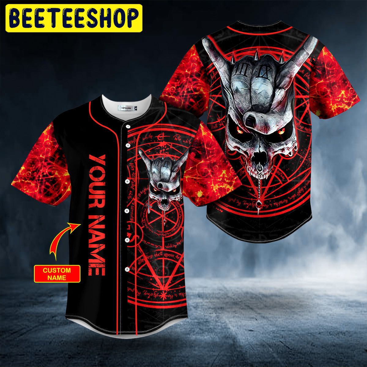 Rock Roll Hand Vegvisir Skull Custom Trending Baseball Jersey Rock Roll Hand Vegvisir Skull Custom Trending Baseball Jersey