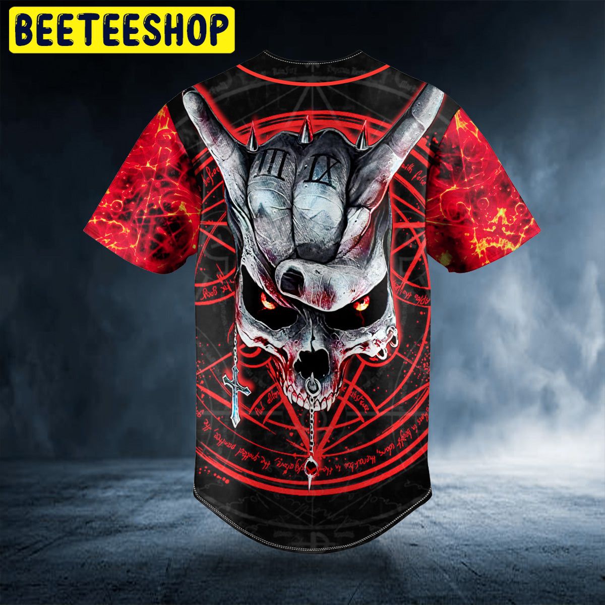 Rock Roll Hand Vegvisir Skull Custom Trending Baseball Jersey Rock Roll Hand Vegvisir Skull Custom Trending Baseball Jersey