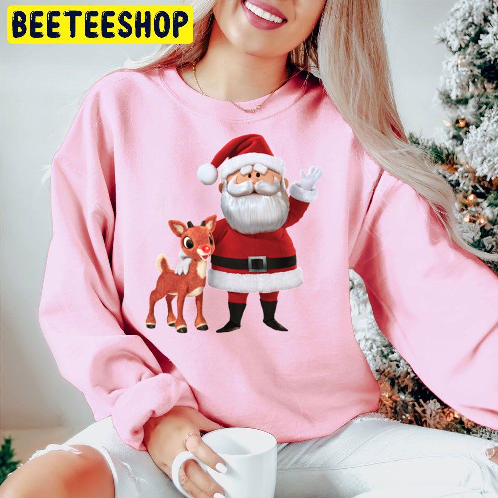 Santa And Reindeer Christmas Trending Unisex Hoodie Santa And Reindeer Christmas Trending Unisex Hoodie