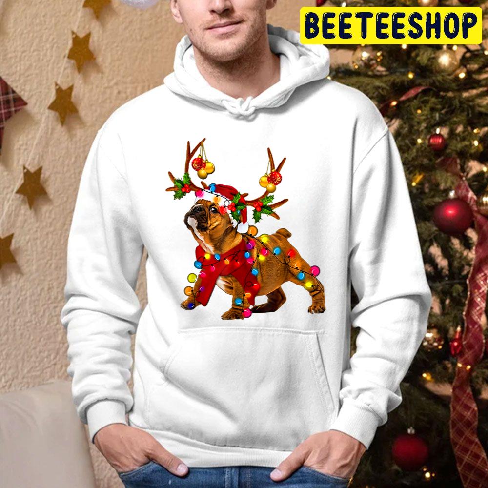 Santa Bulldog Gorgeous Reindeer Light Christmas Trending Unisex Hoodie Santa Bulldog Gorgeous Reindeer Light Christmas Trending Unisex Hoodie