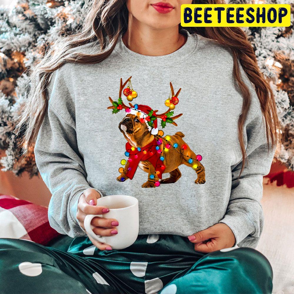 Santa Bulldog Gorgeous Reindeer Light Christmas Trending Unisex Hoodie Santa Bulldog Gorgeous Reindeer Light Christmas Trending Unisex Hoodie