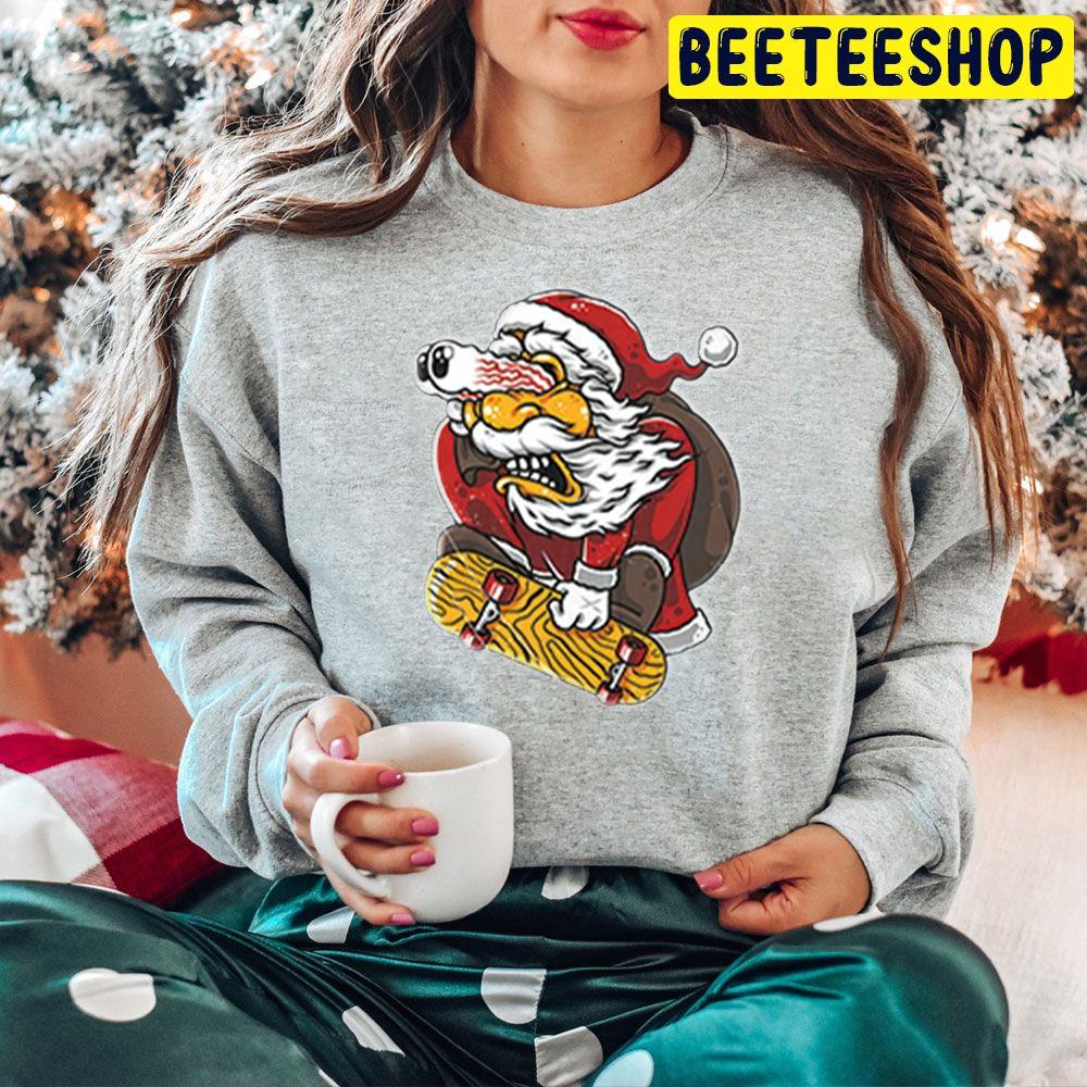 Santa Funny Skateboard Skull And Disco Trending Unisex Hoodie Santa Funny Skateboard Skull And Disco Trending Unisex Hoodie