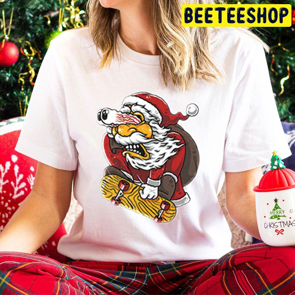 Santa Funny Skateboard Skull And Disco Trending Unisex Hoodie Santa Funny Skateboard Skull And Disco Trending Unisex Hoodie