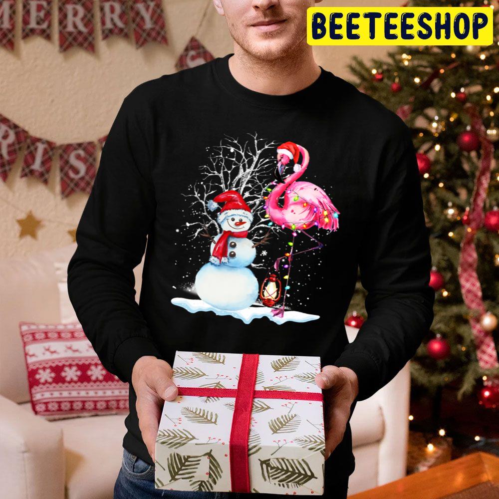 Santa Snowman Flamingo Xmas Lights Merry Christmas Trending Unisex Hoodie Santa Snowman Flamingo Xmas Lights Merry Christmas Trending Unisex Hoodie