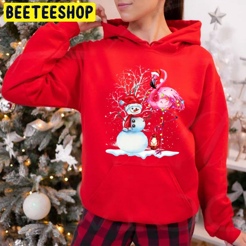 Santa Snowman Flamingo Xmas Lights Merry Christmas Trending Unisex Hoodie Santa Snowman Flamingo Xmas Lights Merry Christmas Trending Unisex Hoodie