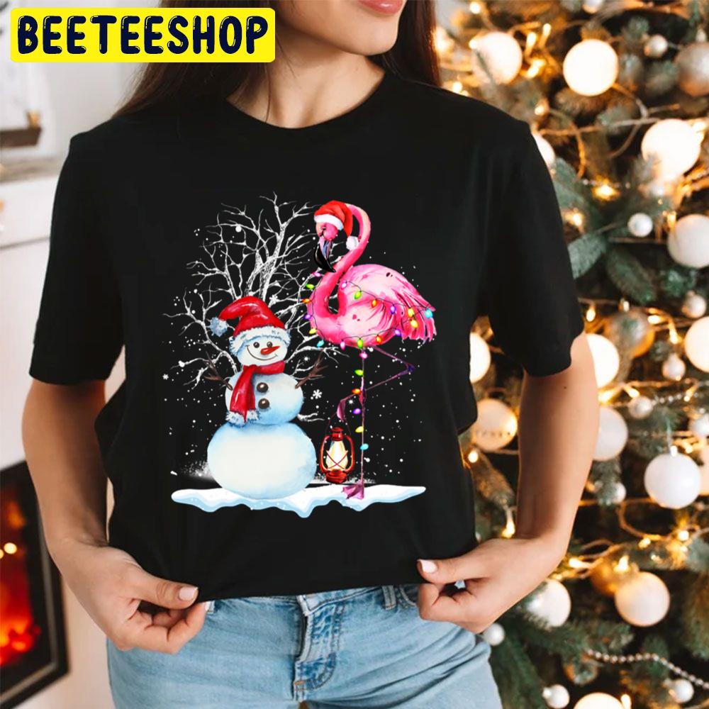Santa Snowman Flamingo Xmas Lights Merry Christmas Trending Unisex Hoodie Santa Snowman Flamingo Xmas Lights Merry Christmas Trending Unisex Hoodie
