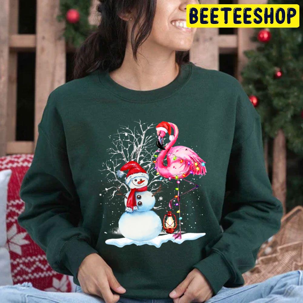 Santa Snowman Flamingo Xmas Lights Merry Christmas Trending Unisex Hoodie Santa Snowman Flamingo Xmas Lights Merry Christmas Trending Unisex Hoodie