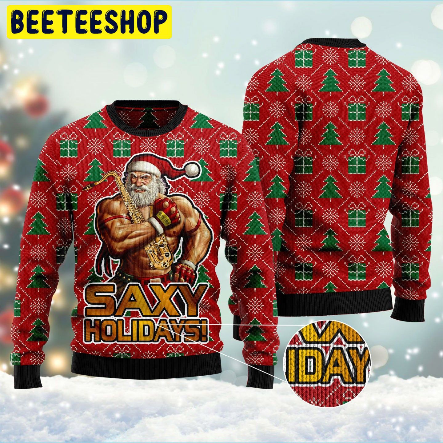 Saxy Holidays Santa Trending Ugly Christmas Sweatshirt Saxy Holidays Santa Trending Ugly Christmas Sweatshirt