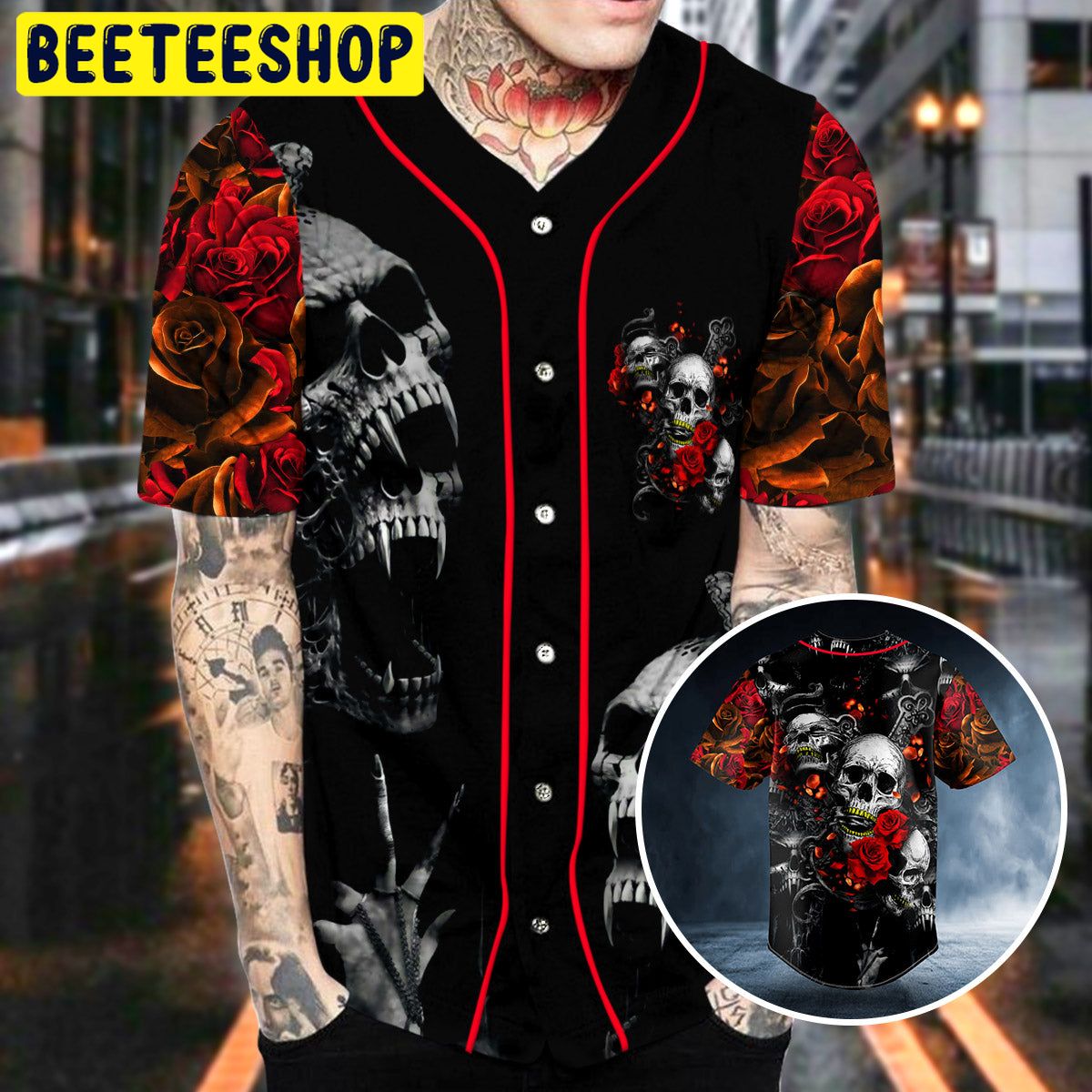 See Hear Speak No Evil Roses Skull Trending Baseball Jersey See Hear Speak No Evil Roses Skull Trending Baseball Jersey