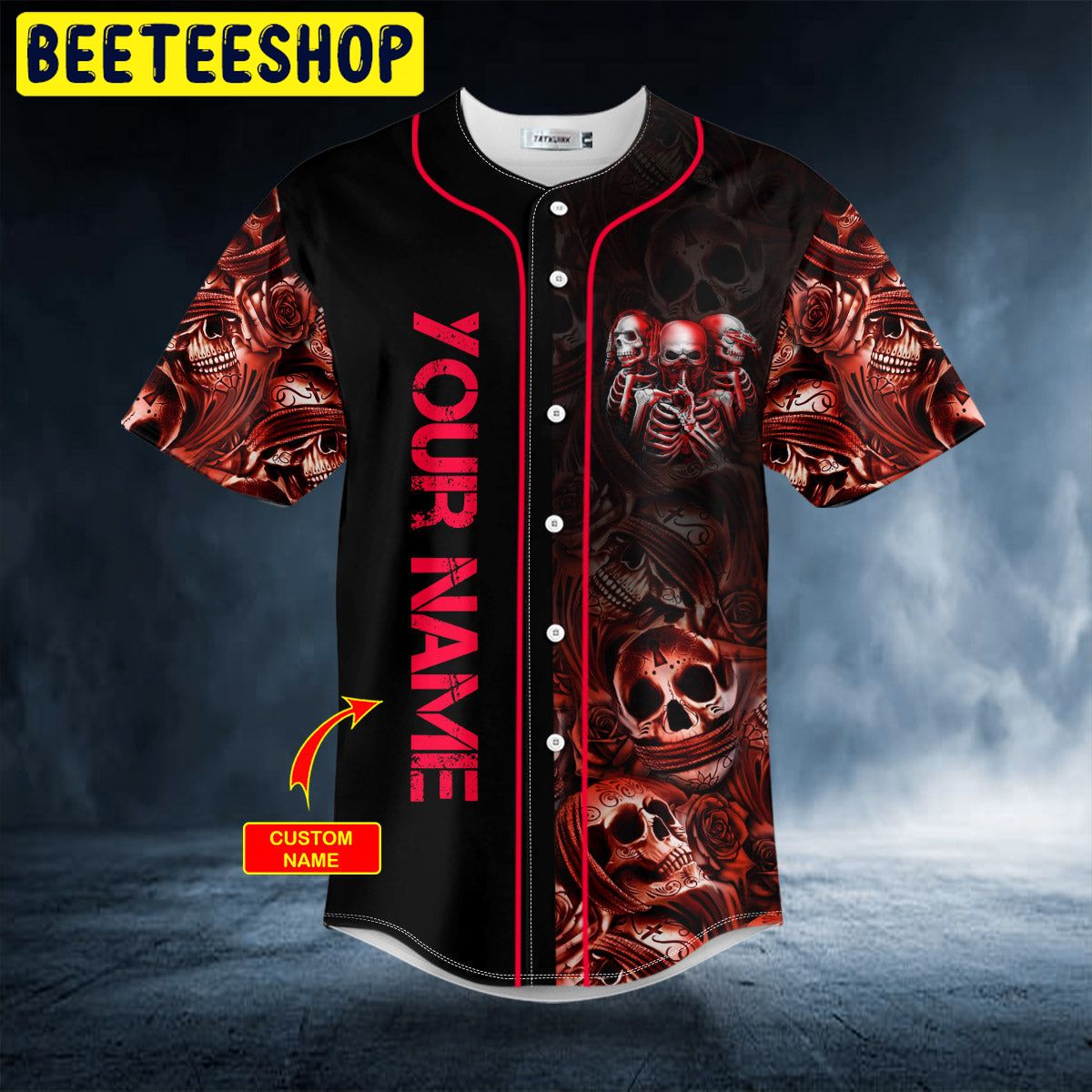 See No Hear No Speak No Blood Rose Skull Custom Trending Baseball Jersey See No Hear No Speak No Blood Rose Skull Custom Trending Baseball Jersey