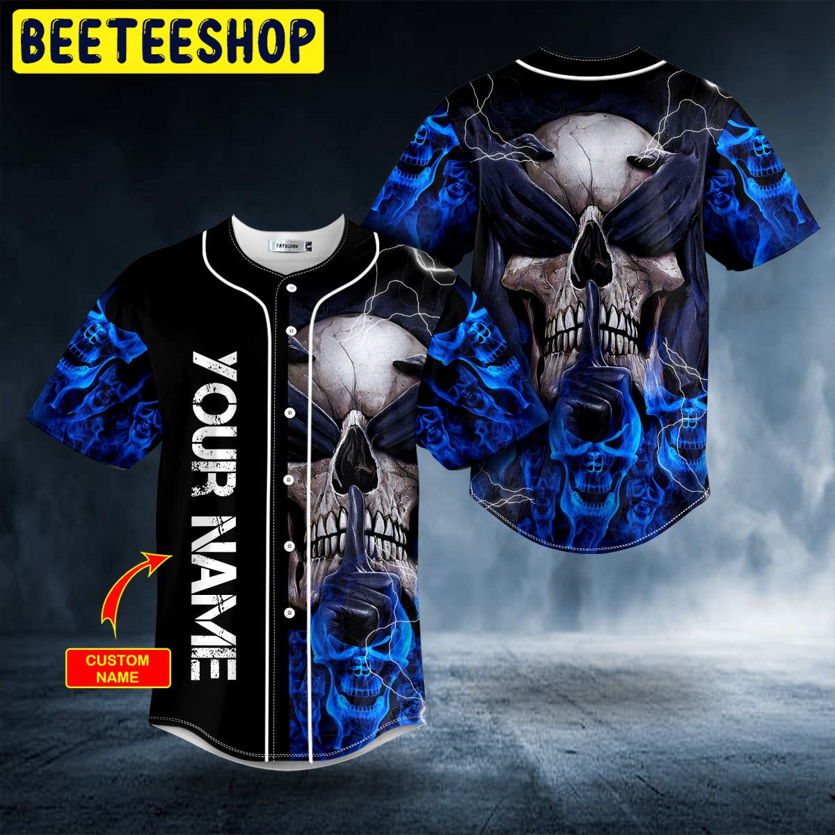 See No Hear No Speak No Evil Blue Flame Skull Custom Trending Baseball Jersey See No Hear No Speak No Evil Blue Flame Skull Custom Trending Baseball Jersey