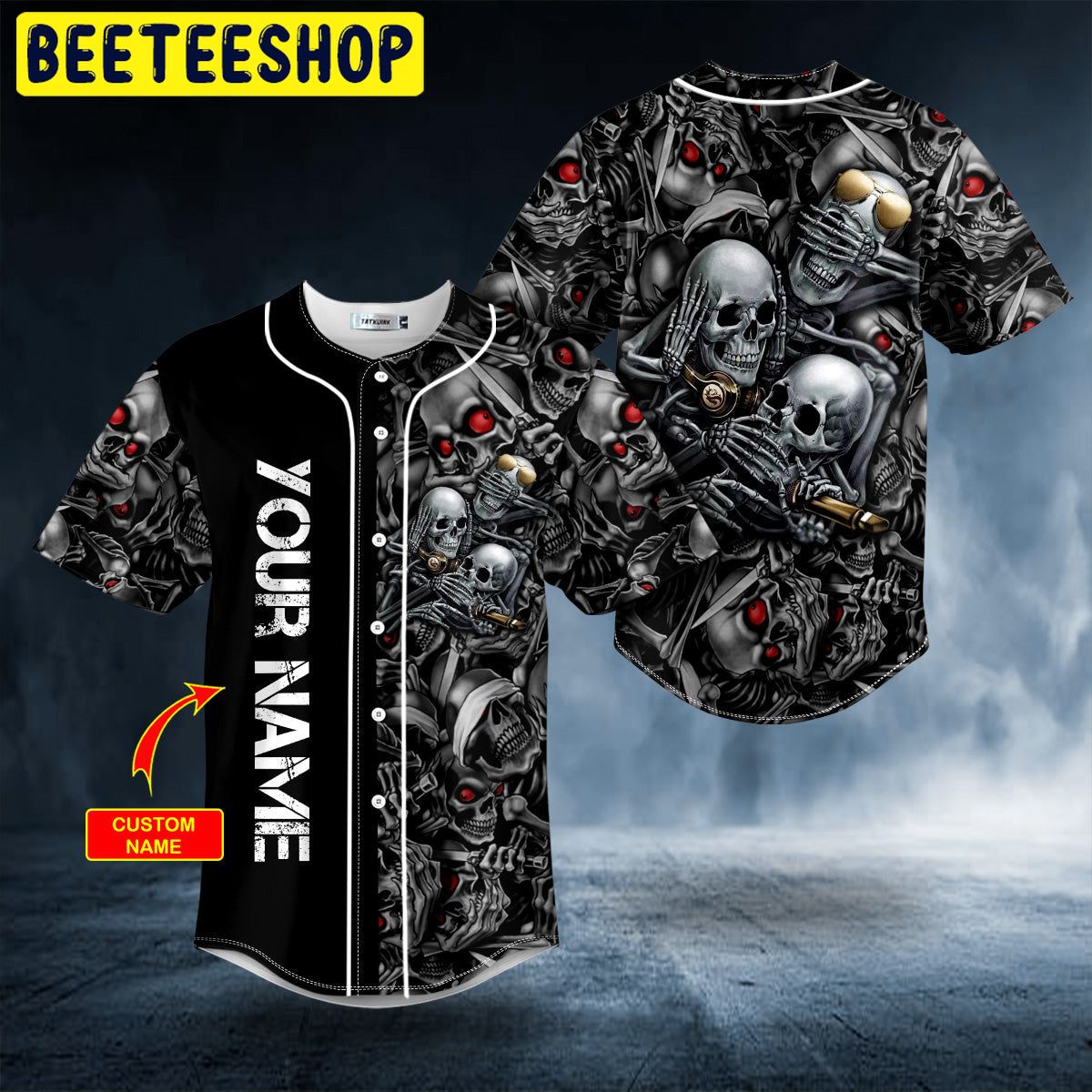 See No Hear No Speak No Evil Red Eyes Skull Custom Trending Baseball Jersey See No Hear No Speak No Evil Red Eyes Skull Custom Trending Baseball Jersey