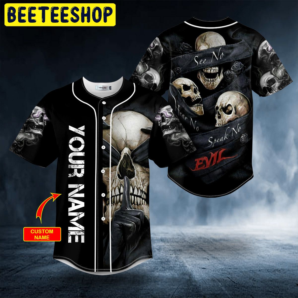 See No Hear No Speak No Evil Skull Custom Trending Baseball Jersey See No Hear No Speak No Evil Skull Custom Trending Baseball Jersey