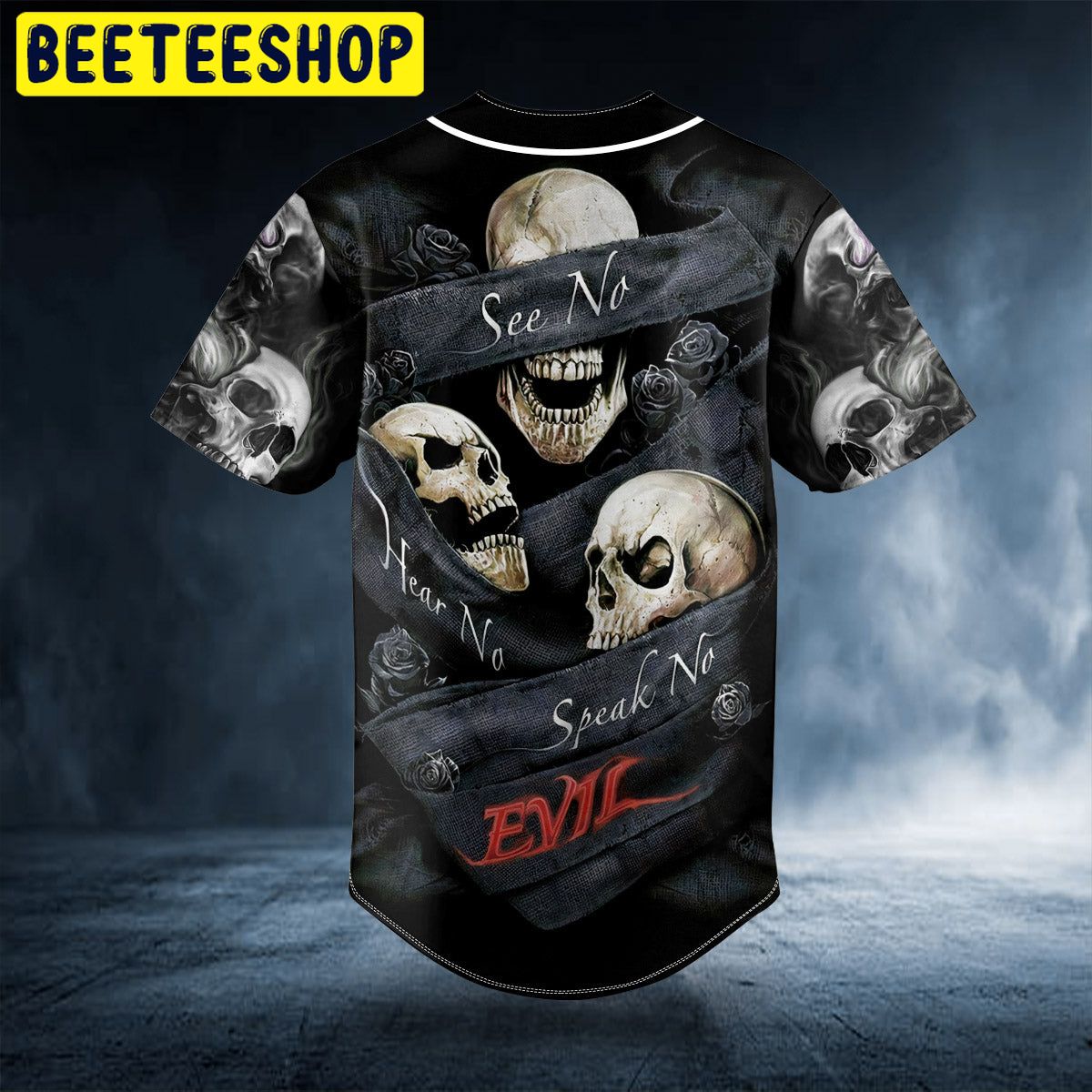 See No Hear No Speak No Evil Skull Custom Trending Baseball Jersey See No Hear No Speak No Evil Skull Custom Trending Baseball Jersey