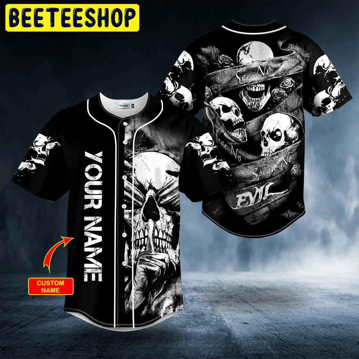 See No Hear No Speak No Evil Vintage Skull Custom Trending Baseball Jersey See No Hear No Speak No Evil Vintage Skull Custom Trending Baseball Jersey