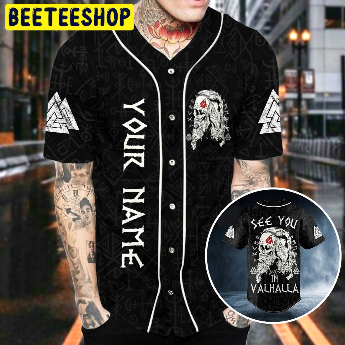 See You In Valhalla Valknut Viking Skull Custom Trending Baseball Jersey See You In Valhalla Valknut Viking Skull Custom Trending Baseball Jersey
