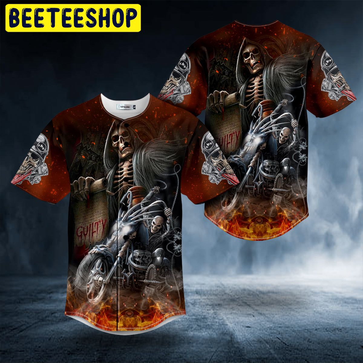 Skeleton Firer Biker Guilty Skull Trending Baseball Jersey Skeleton Firer Biker Guilty Skull Trending Baseball Jersey