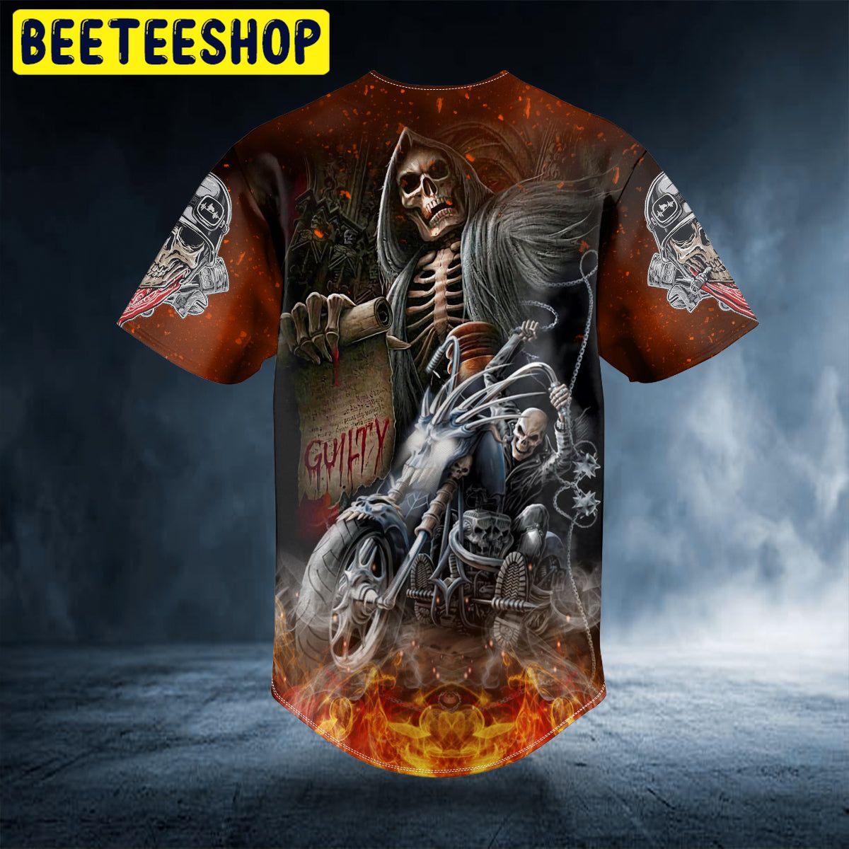 Skeleton Firer Biker Guilty Skull Trending Baseball Jersey Skeleton Firer Biker Guilty Skull Trending Baseball Jersey