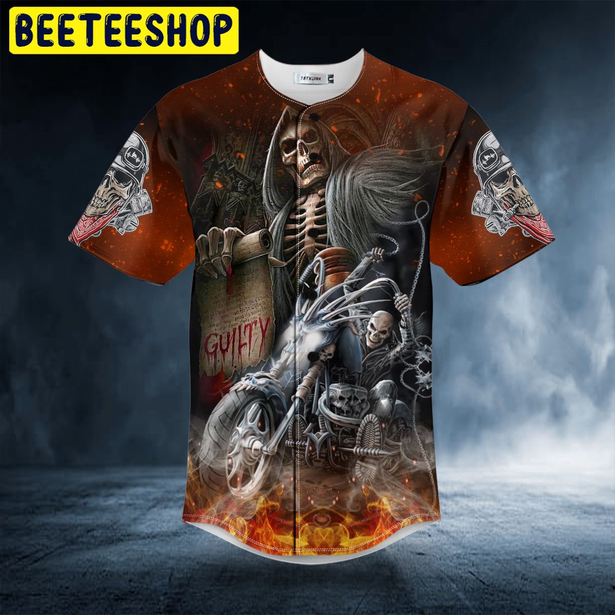 Skeleton Firer Biker Guilty Skull Trending Baseball Jersey Skeleton Firer Biker Guilty Skull Trending Baseball Jersey