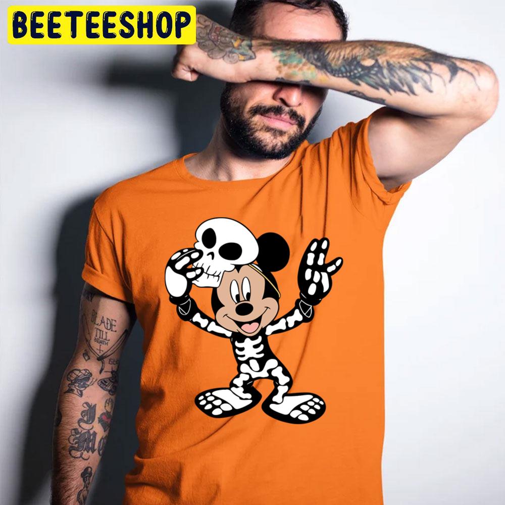 Skeleton Mickey Mouse With Halloween Mask Trending Unisex T-Shirt Skeleton Mickey Mouse With Halloween Mask Trending Unisex T-Shirt