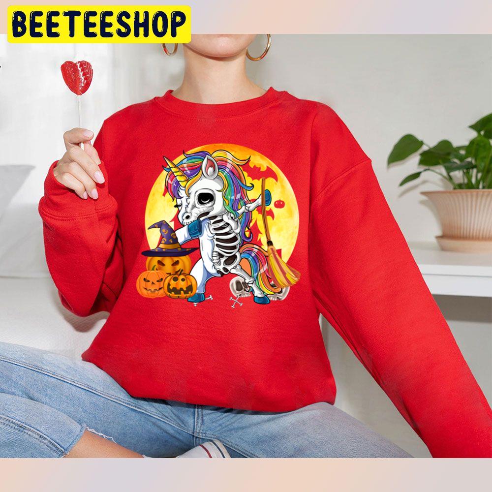 Skeleton Unicorn Red Moon Pumpkin Witch Unisex Sweatshirt Skeleton Unicorn Red Moon Pumpkin Witch Unisex Sweatshirt