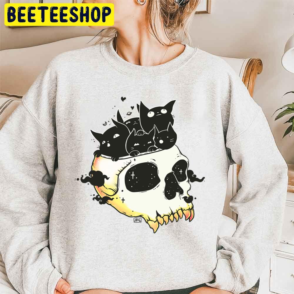 Skull Full Of Black Cat Kittens Trending Unisex Sweatshirt Skull Full Of Black Cat Kittens Trending Unisex Sweatshirt