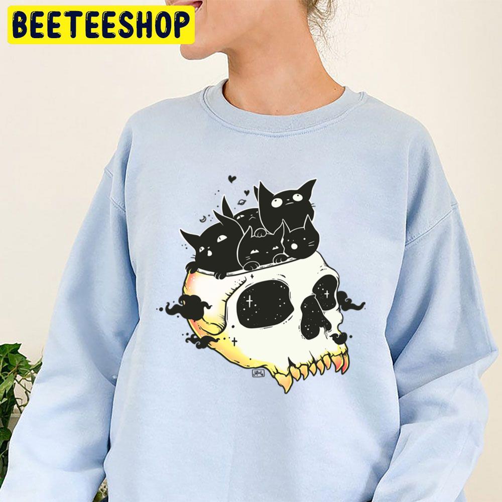 Skull Full Of Black Cat Kittens Trending Unisex Sweatshirt Skull Full Of Black Cat Kittens Trending Unisex Sweatshirt
