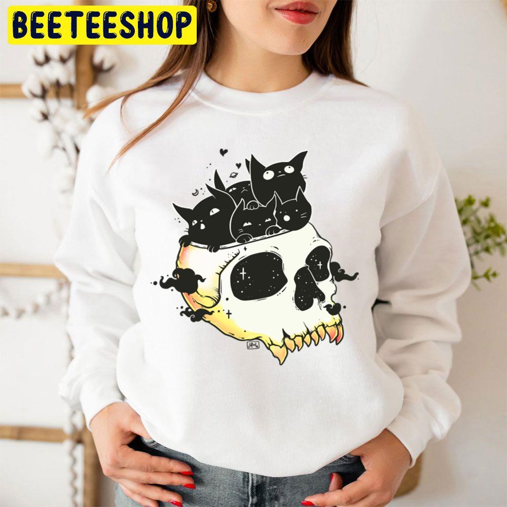 Skull Full Of Black Cat Kittens Trending Unisex Sweatshirt Skull Full Of Black Cat Kittens Trending Unisex Sweatshirt