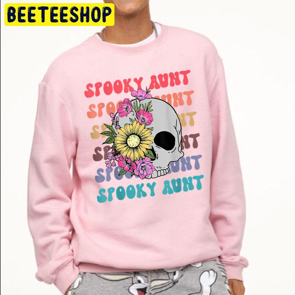 Skull With Floral Spooky Aunt Cool Aunt Funny Halloween Trending Unisex Sweatshirt Skull With Floral Spooky Aunt Cool Aunt Funny Halloween Trending Unisex Sweatshirt