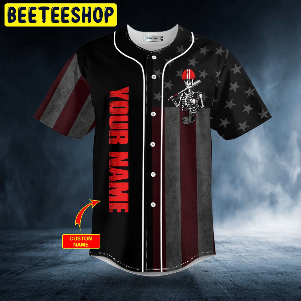 Sorry I'm Late USA Flag Baseball Skull Custom Trending Baseball Jersey Sorry I'm Late USA Flag Baseball Skull Custom Trending Baseball Jersey