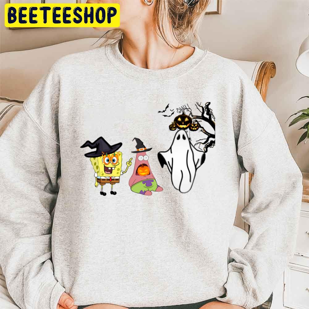 Spongebob And Patrick Ghost Halloween Unisex Sweatshirt Spongebob And Patrick Ghost Halloween Unisex Sweatshirt