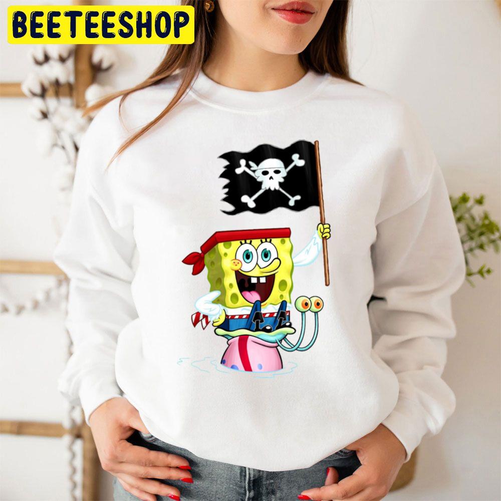 Spongebob Holding Pirate Flag Unisex Sweatshirt Spongebob Holding Pirate Flag Unisex Sweatshirt