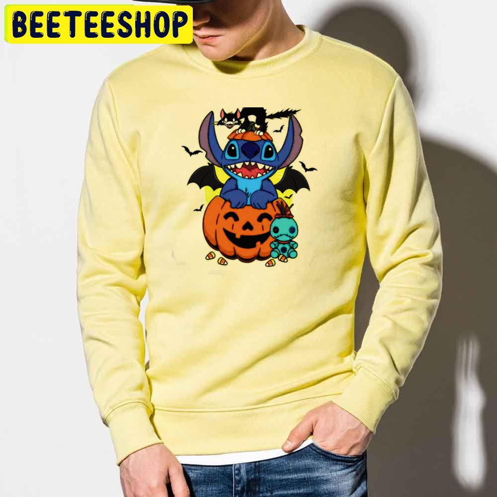 Stitch Pumpkin Black Cat Horror Halloween Trending Unisex Sweatshirt Stitch Pumpkin Black Cat Horror Halloween Trending Unisex Sweatshirt