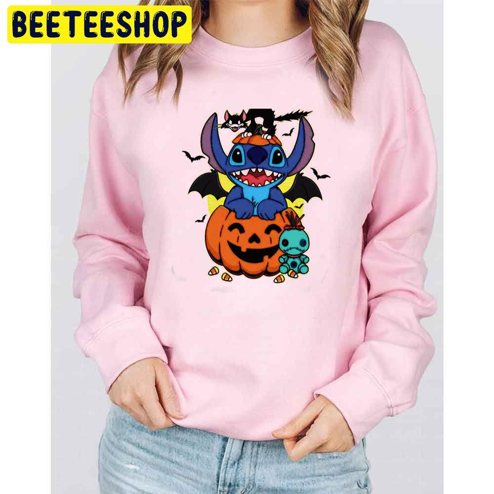 Stitch Pumpkin Black Cat Horror Halloween Trending Unisex Sweatshirt Stitch Pumpkin Black Cat Horror Halloween Trending Unisex Sweatshirt