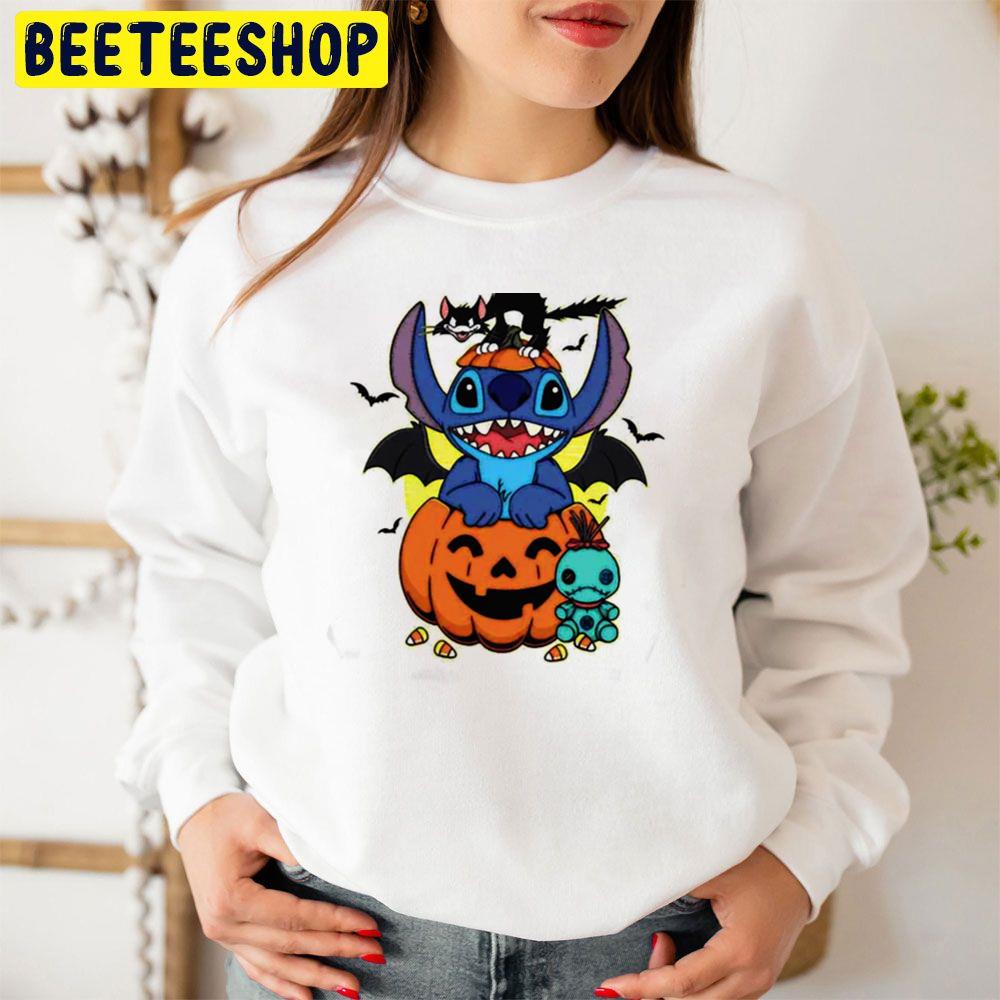 Stitch Pumpkin Black Cat Horror Halloween Trending Unisex Sweatshirt Stitch Pumpkin Black Cat Horror Halloween Trending Unisex Sweatshirt