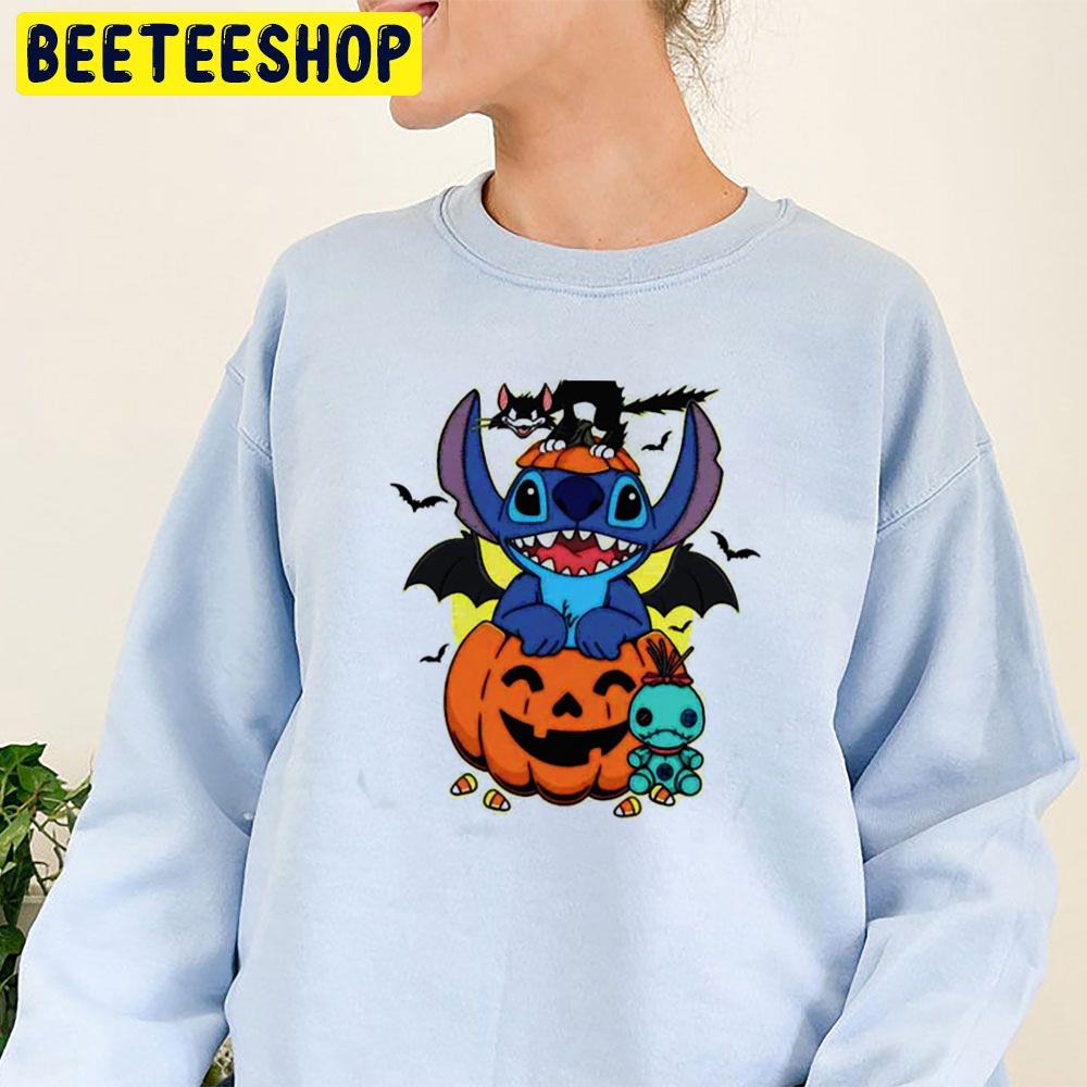Stitch Pumpkin Black Cat Horror Halloween Trending Unisex Sweatshirt Stitch Pumpkin Black Cat Horror Halloween Trending Unisex Sweatshirt