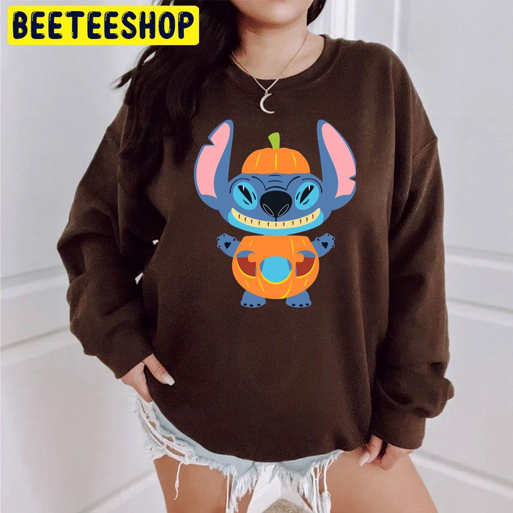 Stitch Wears Pumpkin Halloween Trending Unisex Sweatshirt Stitch Wears Pumpkin Halloween Trending Unisex Sweatshirt
