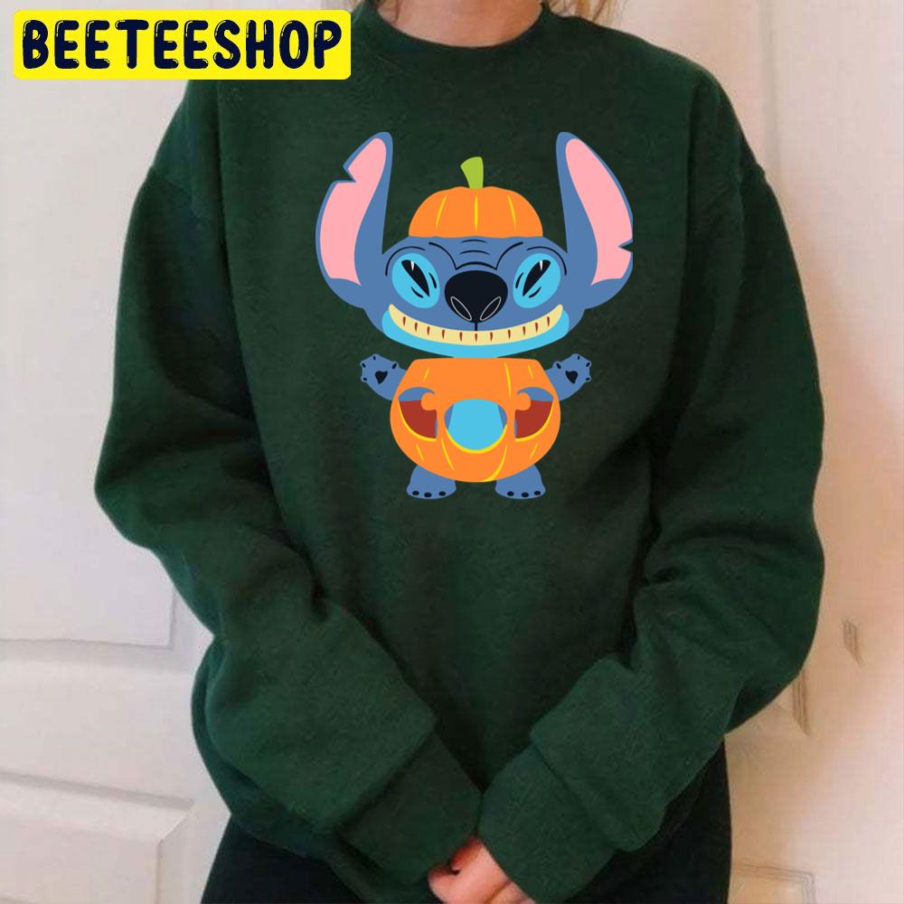 Stitch Wears Pumpkin Halloween Trending Unisex Sweatshirt Stitch Wears Pumpkin Halloween Trending Unisex Sweatshirt