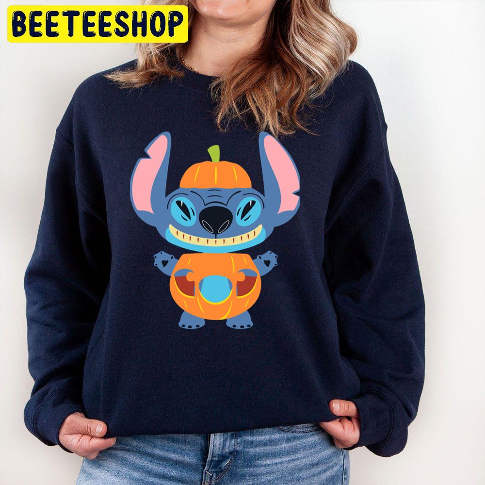 Stitch Wears Pumpkin Halloween Trending Unisex Sweatshirt Stitch Wears Pumpkin Halloween Trending Unisex Sweatshirt