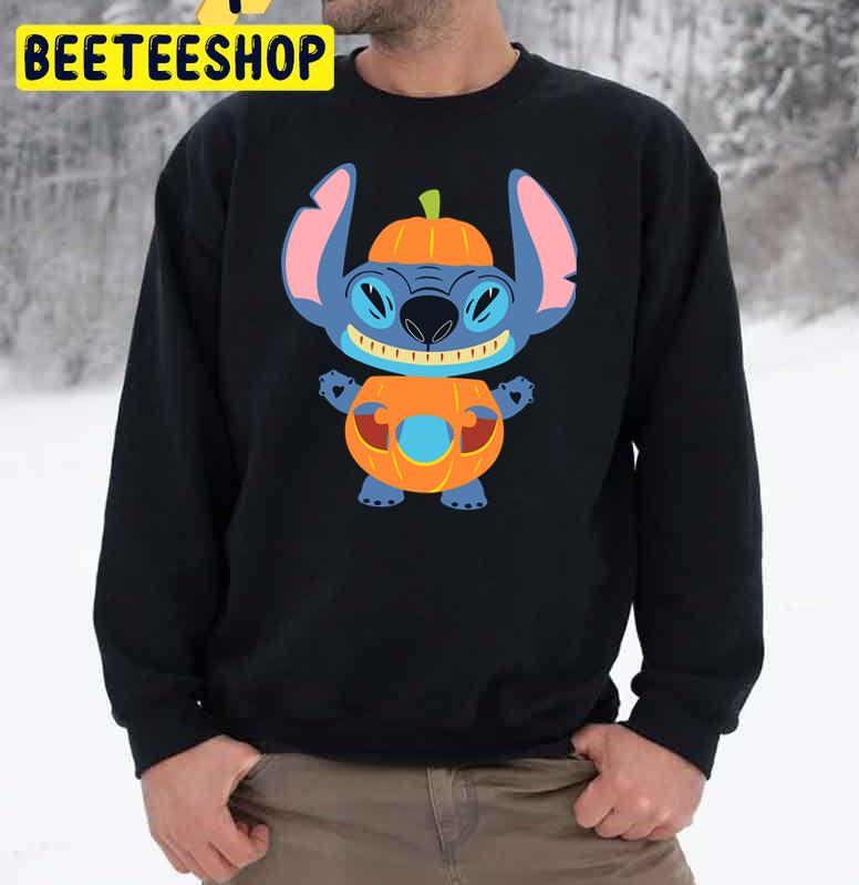 Stitch Wears Pumpkin Halloween Trending Unisex Sweatshirt Stitch Wears Pumpkin Halloween Trending Unisex Sweatshirt