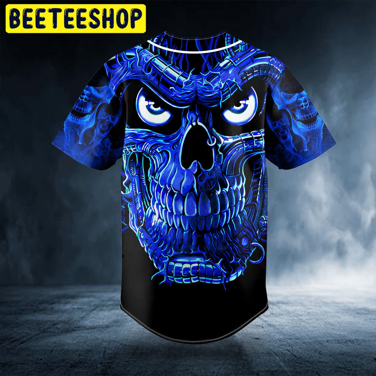 Terminator Blue Fire Skull Custom Trending Baseball Jersey Terminator Blue Fire Skull Custom Trending Baseball Jersey