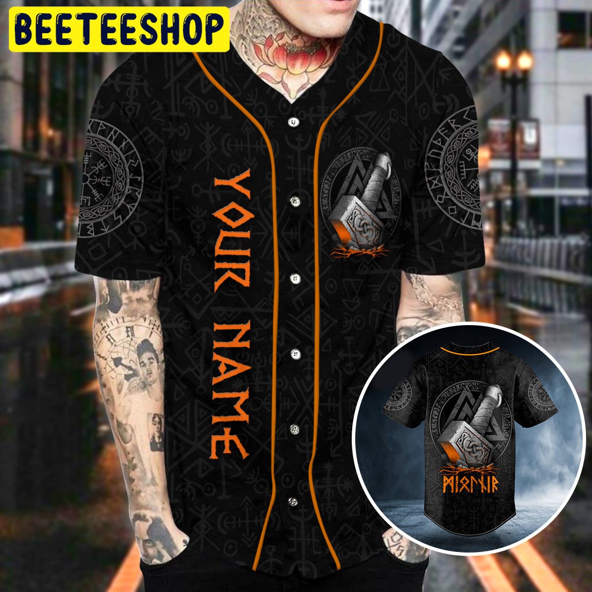 Thor Hammer Tattoo Skull Custom Trending Baseball Jersey Thor Hammer Tattoo Skull Custom Trending Baseball Jersey