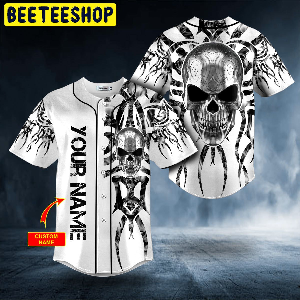 Tribal Metal Skull Custom Trending Baseball Jersey Tribal Metal Skull Custom Trending Baseball Jersey